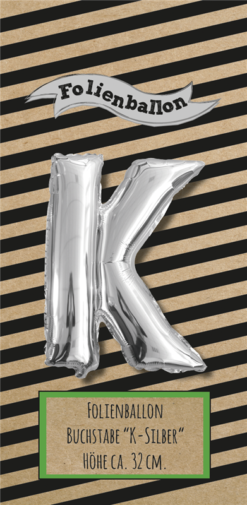 Folienballon Buchstabe K silber
