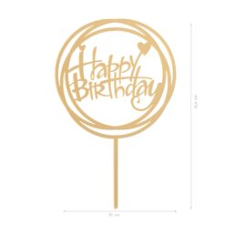 Alternative view of Cake Topper Happy Birthday, Gold