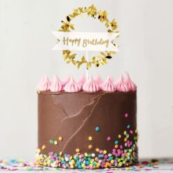 Alternative view of Cake Topper Happy Birthday gold