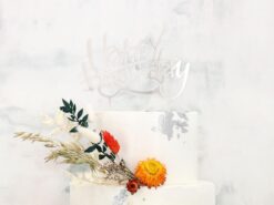 Alternative view of Cake Topper Happy Birthday silber