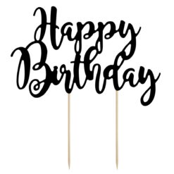Cake Topper Happy Birthday schwarz