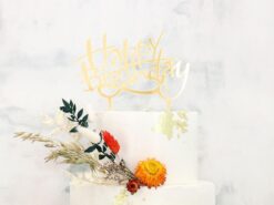 Alternative view of Cake Topper Happy Birthday gold