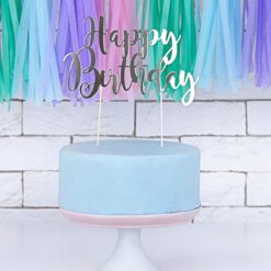 Alternative view of Cake Topper Happy Birthday silber