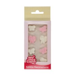 Zuckerdecor Schleifen weiss &rosa