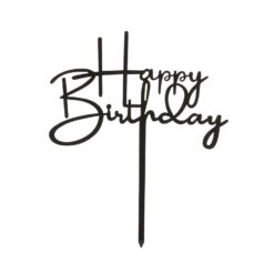 Cake Topper Happy Birthday, Black