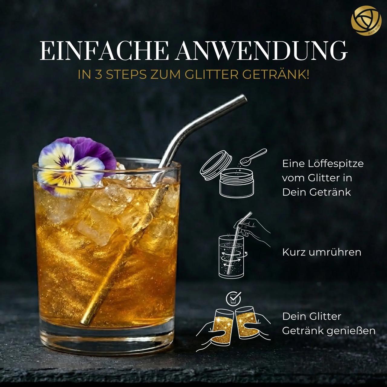 Glitzerpulver für Getränke, Gold – Bild 3